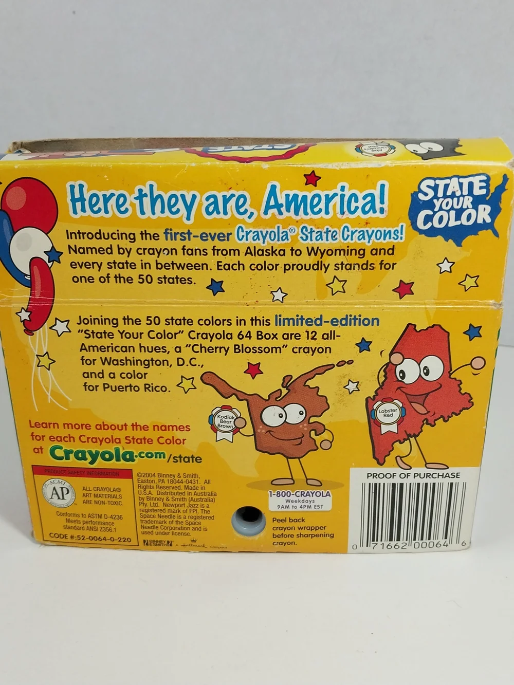 Vintage Crayola 2004 State Your Color State Crayon Collection 64 Pieces Used